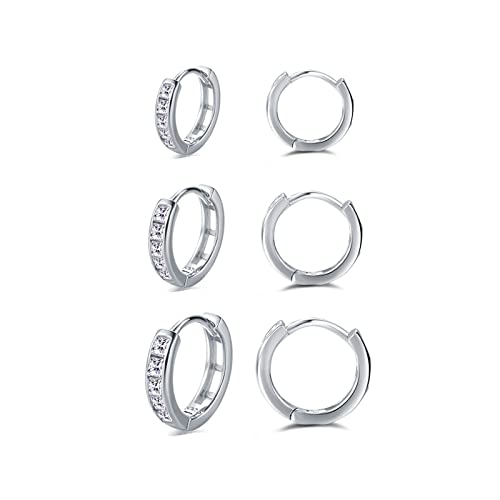 Creolen Silber 925 Ohrringe für Frauen Mädchen Herren | Zirkonia Kleine Schlafen Ohrringe Set Weihnachten Geburtstag Geschenke Cover