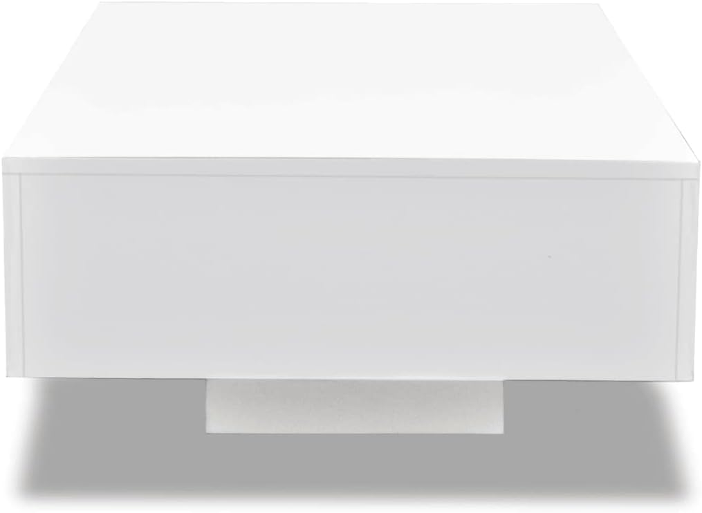 vidaXL Coffee Table Rectangle End Table Modern Coffee Table Accent Furniture for Living Room Indoor Home Decor Furniture High Gloss White