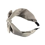 wsloftyGYd Women Solid Color Bow-Knot Hair Hoop Hairband Wide Edge Headband Accessories Grey