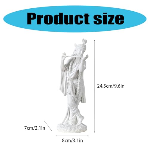 Sculpture Krishna marbre blanc 25cm | Statuette dieu hindou luxe - 7