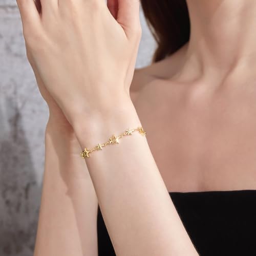 Cicy Bell 18k Gold Plated Bracelets for Women Trendy Dainty Stackable Square Star Wave Bamboo Curb Snake Heart Paperclip Figaro Mirror Chain Link Bracelet Sets Minimalism Accessories Gifts2