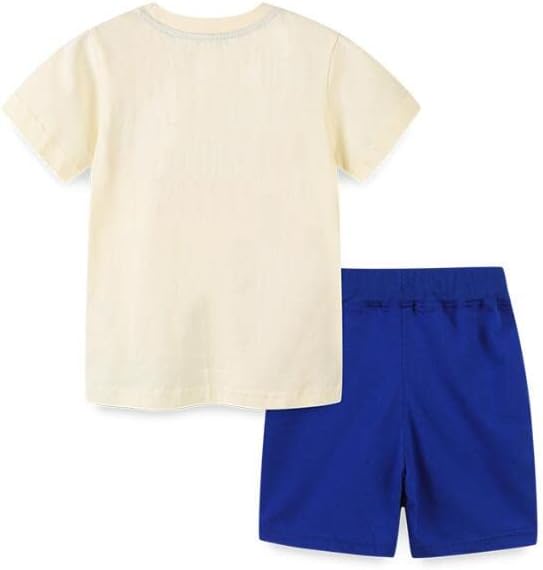 Miniatura 2 de warmstraw Conjunto corto de algodón para niños pequeños, camiseta y camiseta de manga corta, 2 piezas