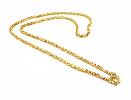 arrawana77 3 mm Chain 22k 23k 24k Thai Baht Yellow Gold Plated Necklace 18 Inch Filled Jewelry