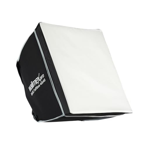 Walimex pro Softbox 40 x 40 cm, girevole a 360°, con diffusore anteriore e intermedio, borsa per il trasporto, adattatore Bowens, ideale per fotografia di prodotti e persone