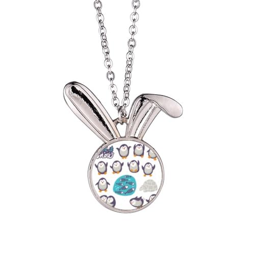 Collier avec pendentif lapin et neige en motif pingouin poisson pour femme