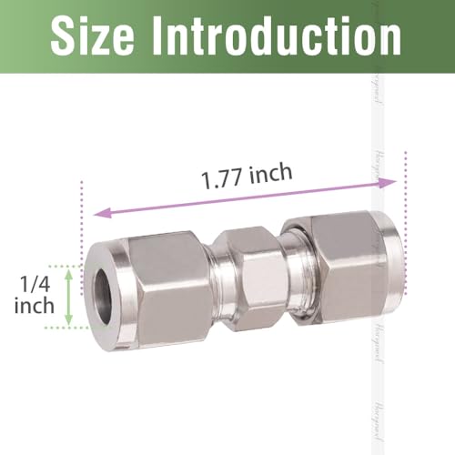 1/4 inch Stainless Steel 304 Compression Fitting for tube, connect air line brass pipe, adapt copper brake hose water fuel system (1 pc)