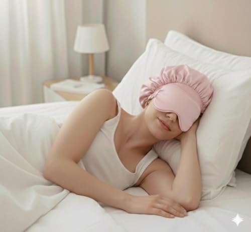 Kit autocuidado toque de seda com m&aacute;scara de dormir + touca para dormir, skin care ou cozinha...