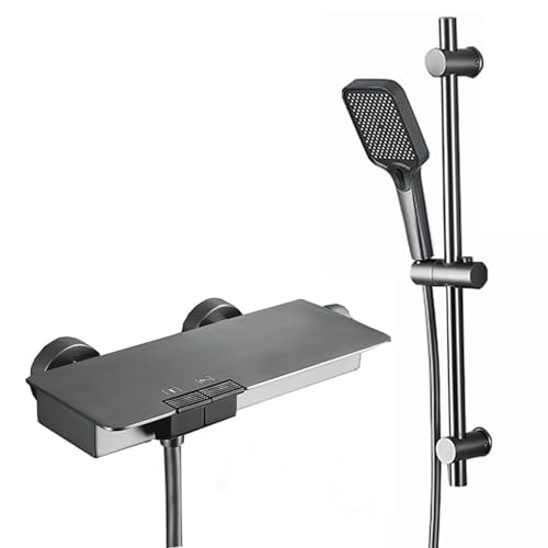 Robinet de douche gris avec colonne montante rigide LWX pour salle de bain