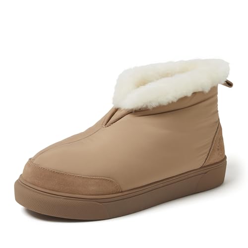 Dearfoams Women's Fireside Nylon Australian Shearling Water Resistant Après Winter Warm Up Bootie Snow Boot
