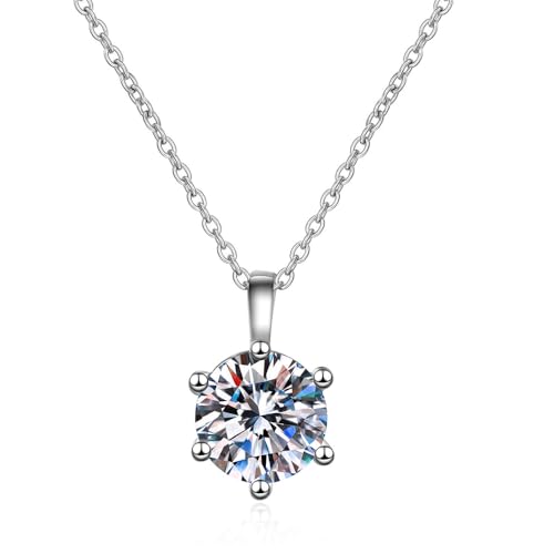 1 Carat Lab Grown Diamond Necklaces For Women Solid 14K White Gold 6 Prong Pendant Necklace IGI Certified Lab Grown Diamond Pendant Necklace For Women