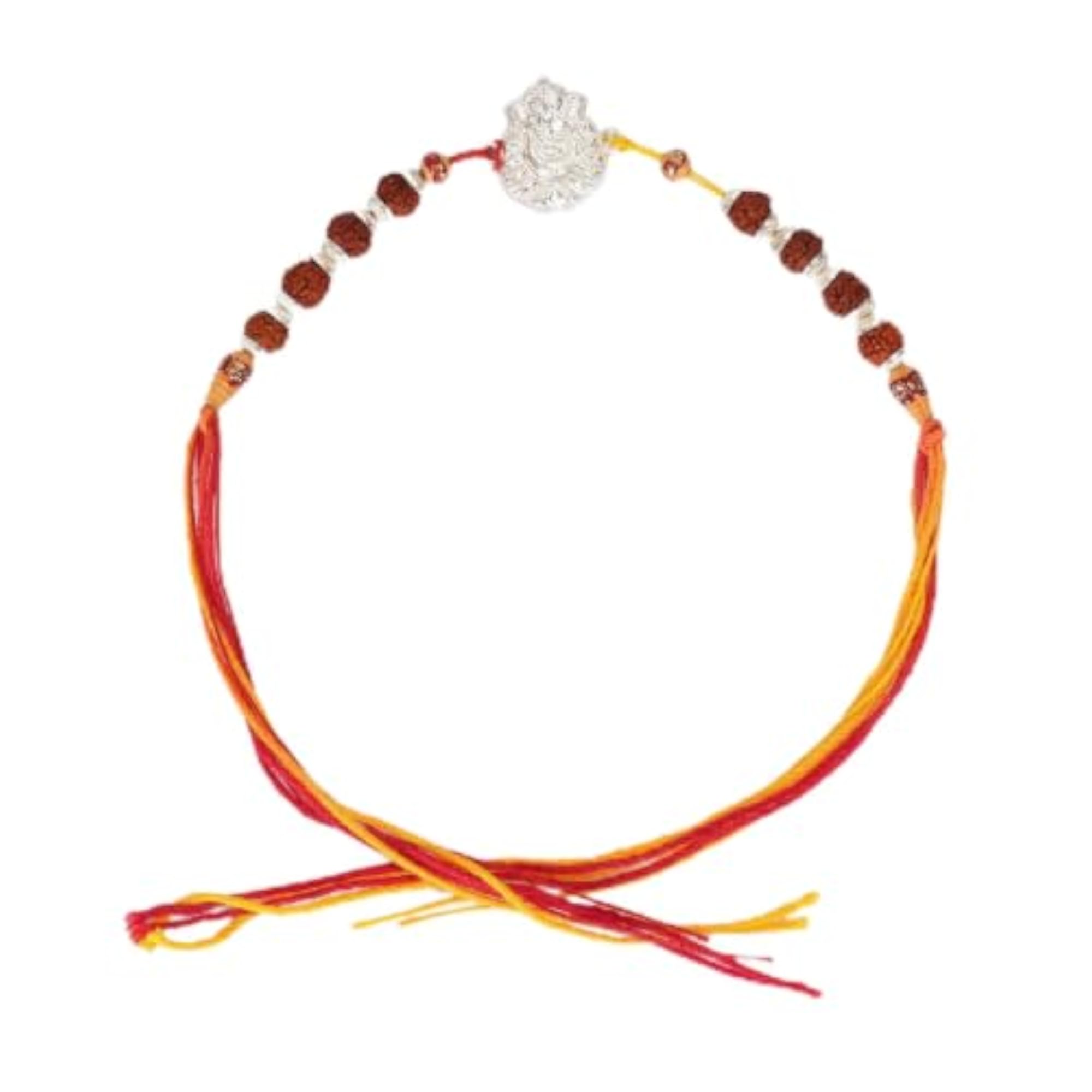 92.5 Sterling Silver Ganesha Rudraksha Rakhi for Brother