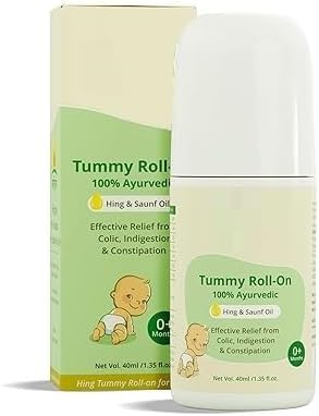 Tummy Roll On for Baby, Colic Relief, Constipation and Indigestion with Hing & Saunf | 100% Ayurvedic - 40ml
