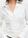 SUNNOW Women's Long Sleeve Blouse with Side Tie & Waist Pleats Loose Fit Fashion Top for Work (US, Alpha, Medium, Regular, Regular, White)