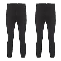 Heatwave Pack of 2 Boys Thermal Trousers Long Johns Black Winter Warm Underwear Baselayer Camping Ski Pants School wear, 6-8 Years Black