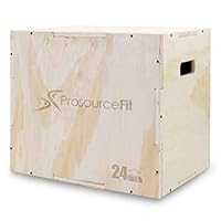 ProsourceFit 3-in-1 Wood Plyometric Jump Box For Cross Conditioning, Agility, Vertical Jump Training & Plyo Workouts, Beige, 30L x 24W x 20H