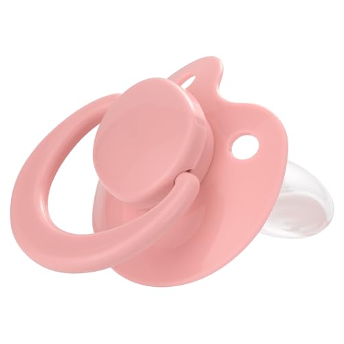 Image of Adult Sized Pacifier Bigshield : Replacement Silicone Paci Big Teat for Anxiety Release - Orthodontic Binky Taken Apart and Re-Assembled Pink