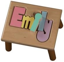 Personalized Primary Puzzle Step Stool-1-8 letters - Color: Natural