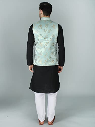 Image of Exotic India Ethnic Wear Floral Brocade Nehru Jacket Waist Coat