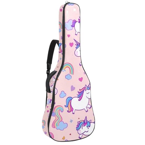 NUEAHEDN Acoustic 40/41/42 Inch Colored Unicorn Large Capacity Guitar Gig Bag 0.4Inch Extra Thick Sponge Overly Padded, with Two Storage Pockets, Waterproof Guitar Case