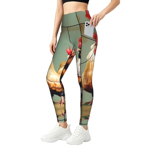 Leggings con estampado de pollo para gimnasio y fitness de mujer