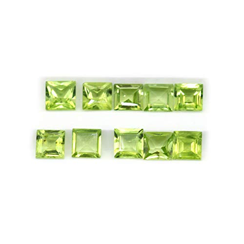Péridot AAA 5mm carré facetté pour création de bijoux uniques