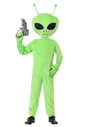 Disfraz infantil alienígena verde con capucha y guantes miniatura 4