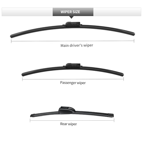 Image of Front and Rear Windshield Wipers for Maserati Levante for Car Window | Quiet and Streak-Free Front and Back Wiper Blades Assembly All-Season OEM Automotive Replacement Accessories