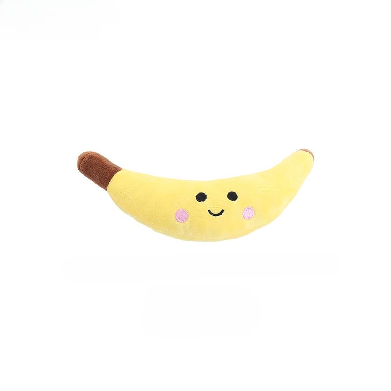 DAFORERAL Plush Dog Toy in Fruit and Vegetable Shapes – Squeaky Chew Toy with PP Cotton Filling for Interactive Play and Teeth Cleaning (banana)