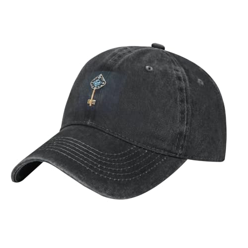 HJFCZH Gorra de béisbol negra con correa ajustable con imagen de clave de diamante, algodón clásico para hombres y mujeres, transpirable y elegante, Negro, Talla única