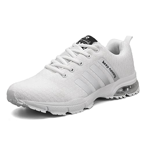 AIRAVATA Basket Homme Blanche Chaussures Running Légères Antidérapantes Chaussures de Sécurité Hommes Fitness Outdoor Basket Taille 42