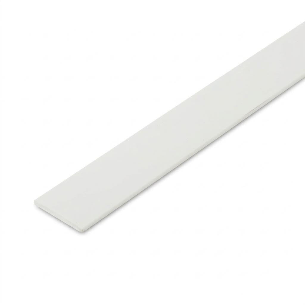 White PVC Flat Bar DIY Trim, 12mm x 1 Metre Moisture Resistant Plastic Strip for Window Door and Flooring Edge Edging Finish