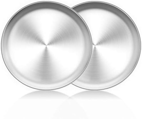 TeamFar Pizza Pan, 10 inch Pizza Pans Pizza Tray Stainless Steel for Oven Baking, Non Toxic & Healthy, Heavy Duty & Dishwasher Safe - Set of 2