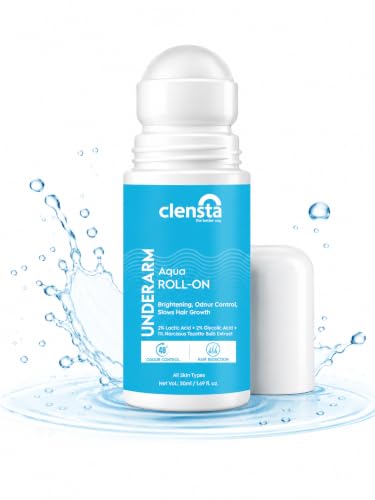 Image of Clensta Amber Vanillic Floral Underarm Roll-On For Women & Men | Controls Body Odour | Helps Brighten Dark Underarms | Reduces Hair Regrowth | Long-Lasting Floral Fragrance | Non-Sticky Formula | 50 ml
