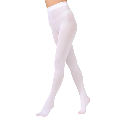 Women's 80 Denier Solid Color Opaque Tights, High Waist Footed Pantyhose