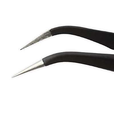 iFixit Precision Tweezers Set - Extra Fine, Angled, Blunt Tips for Electronics, Hobby, Industrial, Professional, Craft
