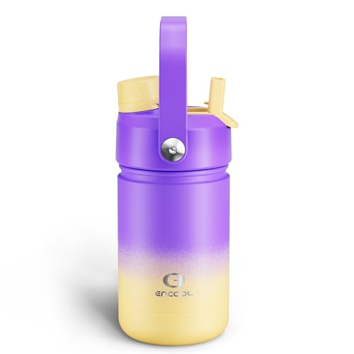 Kids Insulated Water Bottle with Straw - 12oz Stainless Steel Water Bottle with Dual Spouts, Leak-Proof, BPA-Free, Double Wall Vacuum Keeps Cold for...