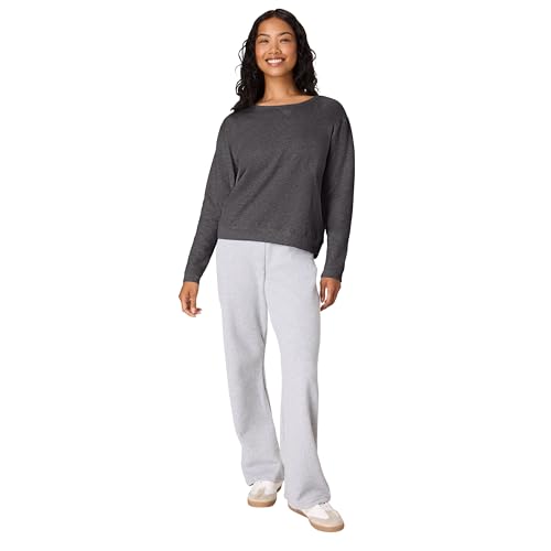 Hanes Women's V-Notch Pullover Fleece Sweatshirt, Slate Heather, XX-Large