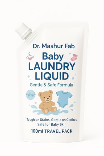 Image of Laundry Detergent for Newborns baby and children - Gentle, Hypoallergenic, Chemical-Free Liquid for Clothes, Stain Remover, Suitable for All skin, Baby Essentials - 1L (1, Travel pouch)