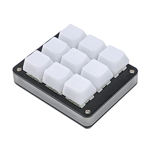YMDK 9�L�[ CNC �A���~�j�E�� QMK VIA Hotswap RGB�Ή� �}�N���^�C�vC Gateron Pro �C�G���[�X�C�b�` ���J�j�J���L�[�{�[�h �e���p�b�h �Q�[���t�H�g�V���b�v�p (�u���b�N�P�[�X�~���N�L���b�v)