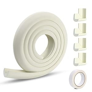 Vicloon Edge Protectors , 2 M Foam Safety Strip and 4 Corner Cushion Protector Set, Edge Corner Guards for Baby (White)