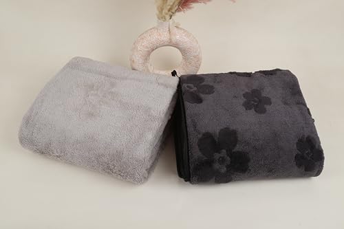 Image of HANKER Ultra Luxury Large /Full Size Plush Bath Towel | Set of 2 | Black and Gray Super, Very Soft On Skin, Luxurious Fabric, Pure Polyamide, 70x140cm, 500GSM
