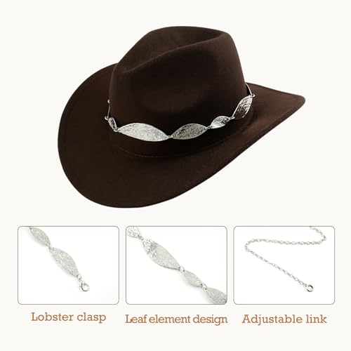 DOCILA Silver Leaf Western Belt Cowboy Chain Hat Band Women Cowgirl Dress Metal Waist Chain Country Rodeo Renaissance Costume Accessories — view 6