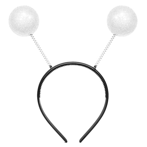 Tedercle Silver Alien Antenna Headband Space Martian Costume Hairband for Halloween Birthday Parties Cosplay and Dress-Up for Kids and Adults
