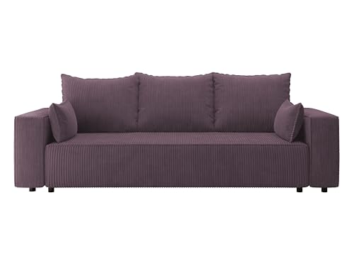 4ALL HOME Sofa mit Schlaffunktion Veno 242x95 cm - Couch - Sofa mit Bettkasten - 3 Sitzer - Schlafsofa - Schlafsofa mit Bettkasten - Cord - Wohnzimmer (Poso 130 Lavender) 4ALL HOME Sofa mit Schlaffunktion Veno 242x95 cm - Couch - Sofa mit Bettkasten - 3 Sitzer - Schlafsofa - Schlafsofa mit Bettkasten - Cord - Wohnzimmer (Poso 130 Lavender)