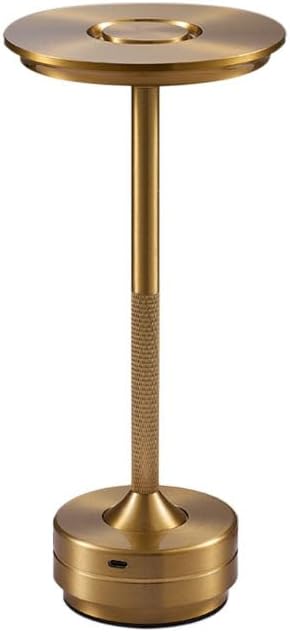 Meanyee Cordless Metal Table Lamp, Dimmable Waterproof Desk Light, (Gold)