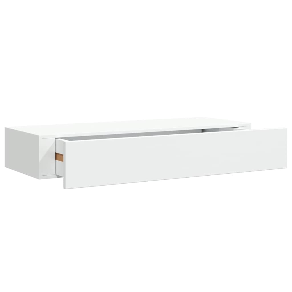 Étagère murale avec tiroir flottante blanche pour console de rangement