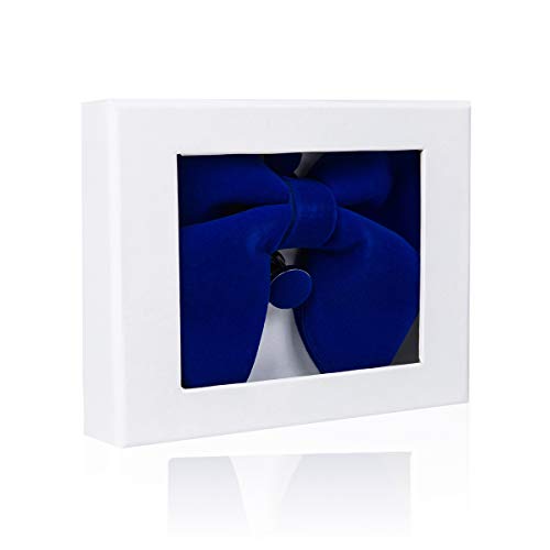 Image of GUSLESON Mens Solid Plaid Velvet Pre-tied Adjustable Bow Tie and Pocket Square Cufflink Set with Gift Box