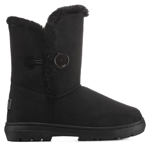 Holly Womens Single Button Faux Faux Waterproof Winter Snow Boots - Brown - 5 - BRO38 AEA0148
