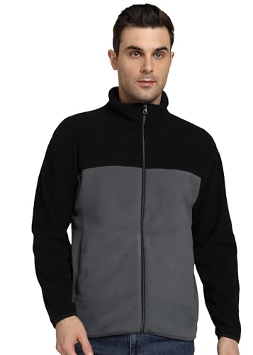 Image of Alan Jones Clothing Men's Fleece Full-Zip Jacket | Warm Puffy Polyester Jacket with Stand Collar & Piped Cuffs