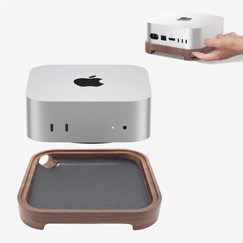 Artigree Mac mini M4 Stand, Cooling Mount with Dust Filter Mesh - Latest Dustproof Dock, Wooden Cooling Stand for Mac mini M4 Pro Accessories - New Power Button Within Reach (Pro)